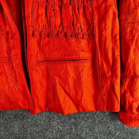 Chicos Shacket Womens Medium Orange Cotton Nylon Stretch Shirt Jacket Pockets - Picture 2 of 6